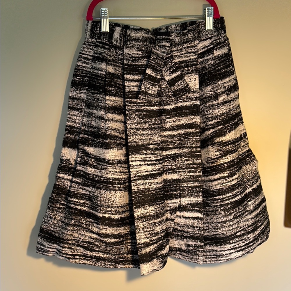 Kate Spade Black and White A-Line Skirt with Tie Front
